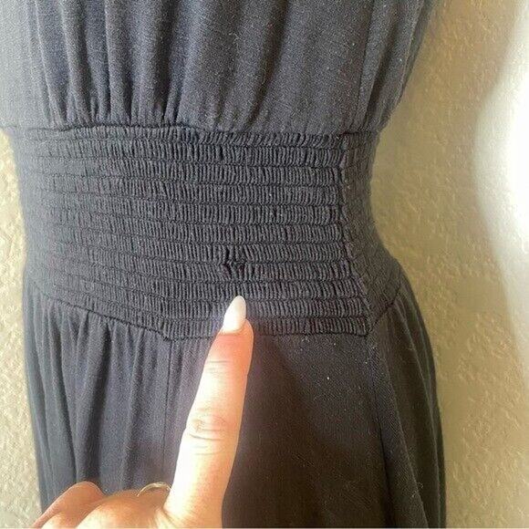 SUNDANCE DRESS - Black Rayon/Poly Knit Hanky Hem Elastic Waist, Midi Maxi SZ SM - Picture 6 of 10